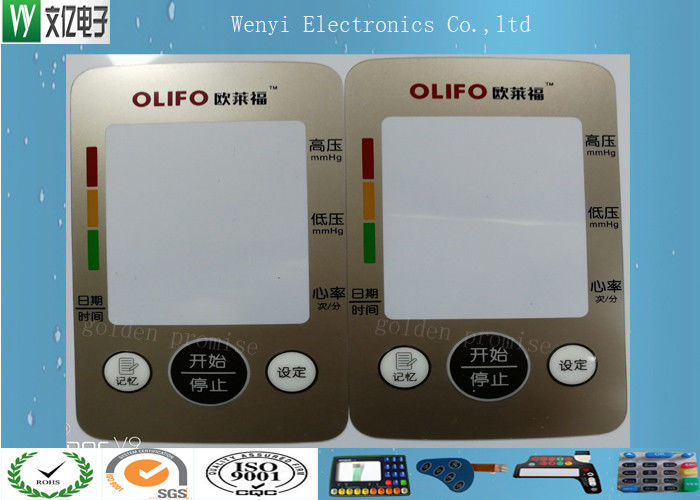 Custom Control Panel Overlay FPC Membrane Switch Touch Sense Panel Metallic Color