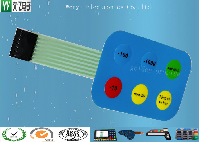 12mm Non Tactile Embossing Membrane Switch 7 Pin 2.54 mm Pitch Female ...